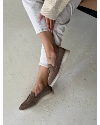 Женские замшевые лоферы Your Step в цвете капучино Арт. 156-6